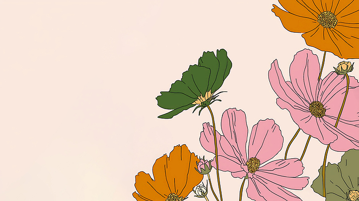 JPG 백그라운드 일러스트 가을꽃 사람없음 코스모스 연분홍색 국내일러스트 AI일러스트 AI콘텐츠 꽃 분홍색 파일형식 가을_계절