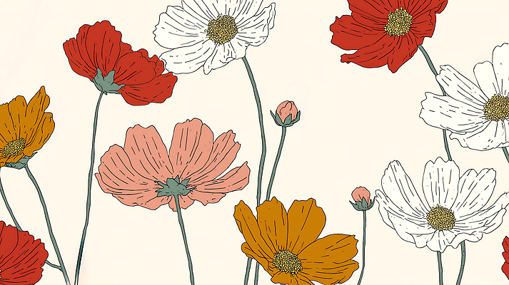 JPG 백그라운드 일러스트 가을꽃 사람없음 코스모스 베이지색 국내일러스트 AI일러스트 AI콘텐츠 꽃 컬러 파일형식 가을_계절