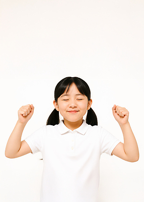 JPG 모델 편집이미지 여자 어린이 포즈 한명 미소 소녀 상반신 손들기 눈감음 만세 의료성형뷰티 소녀한명만 편집실사 AI인물포토 AI콘텐츠 1 모션 표정 사람 CG 여자한명만 소녀만 파일형식 AI포토