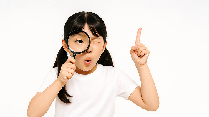 JPG 모델 편집이미지 여자 어린이 포즈 돋보기 윙크 한명 들기 소녀 상반신 가리킴 의료성형뷰티 소녀한명만 편집실사 AI인물포토 AI콘텐츠 1 모션 표정 사람 손짓 CG 여자한명만 소녀만 파일형식 AI포토