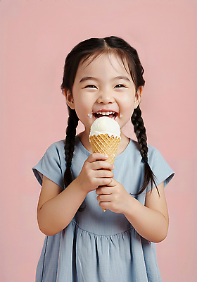 JPG 모델 편집이미지 여자 어린이 분홍색 한명 미소 들기 소녀 상반신 귀여움 먹기 콘아이스크림 의료성형뷰티 소녀한명만 편집실사 AI인물포토 AI콘텐츠 1 컬러 컨셉 모션 아이스크림 표정 사람 CG 여자한명만 소녀만 파일형식 AI포토