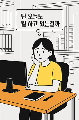긴머리 여자 말풍선 생각 의자 일러스트 텍스트 책장 한명 성인 사무실 펜 모니터 주황색 공책 턱괴기 업무 직장인 책상 서류함 무기력 울상 성인여자한명만 번아웃증후군 국내일러스트 AI파일 직업 1 헤어스타일 컬러 가구 컨셉 비즈니스 모션 문구용품 사람 컴퓨터 필기구 사무용품 작업 사회이슈 여자한명만 성인여자만 파일형식 벡터