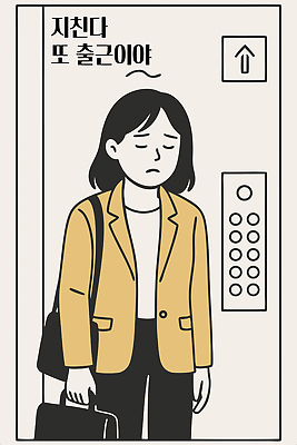 전신 여자 생각 가방 일러스트 텍스트 피곤 한명 정장 성인 사무실 눈감음 직장인 복도 검은머리 엘리베이터 출근 무기력 정장바지 성인여자한명만 번아웃증후군 국내일러스트 AI파일 직업 1 헤어스타일 잡화 옷 컨셉 비즈니스 바지 모션 사람 사회이슈 출퇴근 여자한명만 성인여자만 파일형식 벡터