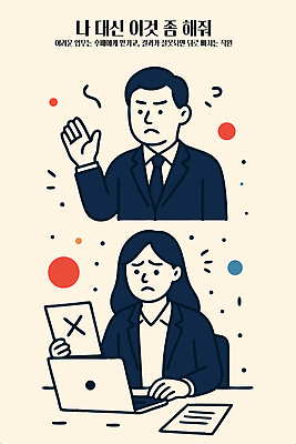 여자 남자 일러스트 비즈니스 들기 정장 상반신 성인 두명 노트북 손들기 업무 직장인 찡그림 지시 상사 문서 업무과다 갈등 아이보리 울상 성인만 국내일러스트 AI파일 직업 옷 컬러 모션 표정 사람 전자제품 작업 파일형식 벡터