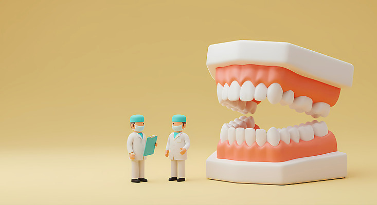 JPG 전신 편집이미지 치과 들기 성인 두명 노란색 3D 치아 큼 치과의사 치아모형 서류판 수술모 성인만 편집3D AI컴퓨터그래픽 AI콘텐츠 컬러 모션 병원 사람 사무용품 의사 소화기관 크기 디지털합성 파일형식