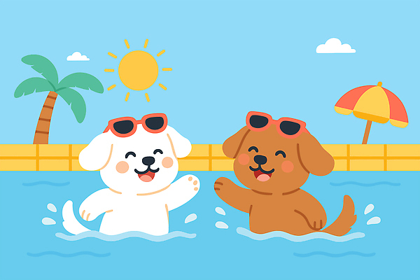 여행 일러스트 물놀이 휴식 수영장 사람없음 친구 여름휴가 바캉스 선글라스 야자수 햇빛 귀여움 수영 파라솔 강아지 더위 즐거움 개캐릭터 국내일러스트 AI파일 나무 감정 안경 동물캐릭터 컨셉 관계 놀이 날씨 휴가 반려동물 태양 수상스포츠 개 파일형식 벡터 여름_계절