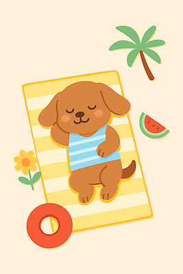 한마리 꽃 일러스트 미소 사람없음 여름휴가 바캉스 모래사장 야자수 눕기 귀여움 잠 즐거움 돗자리 개캐릭터 튜브 팔베개 베이지색 수박조각 국내일러스트 AI파일 나무 식물 1 감정 바다 컬러 조각 동물캐릭터 컨셉 모션 휴가 수박 표정 개 파일형식 벡터 여름_계절