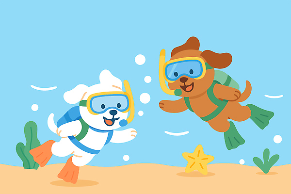 바다 두마리 일러스트 불가사리 미소 사람없음 여름휴가 바캉스 귀여움 바닷속 수영 해초 잠수 즐거움 개캐릭터 산소통 스노클링용품 국내일러스트 AI파일 감정 스포츠용품 동물캐릭터 컨셉 2 휴가 극피동물 통 표정 수중 수상스포츠 스노클링 해조류 개 파일형식 벡터 여름_계절