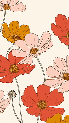 꽃무늬 일러스트 가을꽃 사람없음 빨간색 꽃봉오리 코스모스 국내일러스트 AI파일 꽃 컬러 무늬 파일형식 벡터 가을_계절