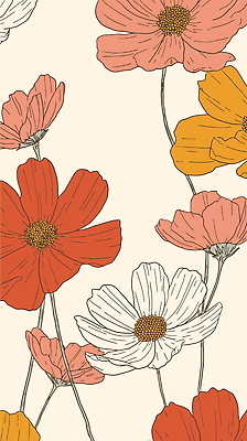 꽃무늬 일러스트 가을꽃 사람없음 빨간색 코스모스 국내일러스트 AI파일 꽃 컬러 무늬 파일형식 벡터 가을_계절