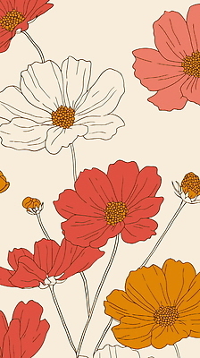 꽃무늬 일러스트 가을꽃 사람없음 빨간색 꽃봉오리 코스모스 국내일러스트 AI파일 꽃 컬러 무늬 파일형식 벡터 가을_계절