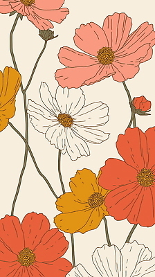 꽃무늬 일러스트 가을꽃 사람없음 빨간색 꽃봉오리 코스모스 국내일러스트 AI파일 꽃 컬러 무늬 파일형식 벡터 가을_계절