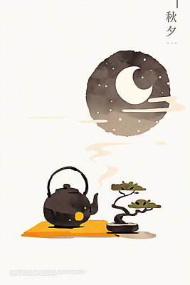 PSD 한국전통 일러스트 창문 밤하늘 수묵화 사람없음 추석 달 소나무 수증기 찻주전자 한국화 분재 국내일러스트 자연요소 나무 전통 명절 하늘 주전자 한국 미술 야간 동양화 파일형식