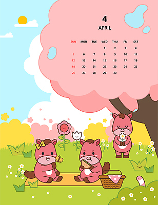 나무 캐릭터 공원 꽃 행복 분홍색 꽃밭 일러스트 샌드위치 들기 사람없음 친구 소풍 평화 귀여움 봄 달력 벚꽃 말_동물 4월 먹기 즐거움 벚꽃축제 2026년 국내일러스트 일러캐릭터 병오년 붉은말 붉은말캐릭터 AI파일 식물 계절 공공시설 감정 음식 컬러 컨셉 포유류 관계 모션 야외활동 축제 날짜 연도 말캐릭터 꽃축제 파일형식 벡터