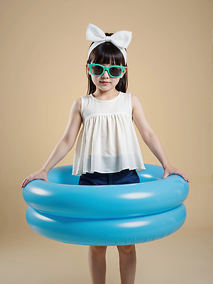 JPG 전신 편집이미지 여자 리본 어린이 물놀이 한명 웃음 들기 소녀 선글라스 귀여움 머리띠 시원함 즐거움 유아복 튜브 여름옷 의료성형뷰티 소녀한명만 편집실사 AI인물포토 AI콘텐츠 1 옷 감정 안경 컨셉 장신구 모션 놀이 표정 사람 아기용품 CG 여자한명만 소녀만 파일형식 여름_계절 AI포토