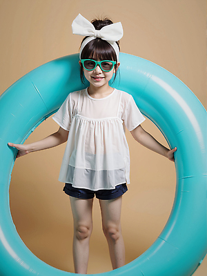 JPG 전신 편집이미지 여자 리본 어린이 한명 웃음 들기 소녀 선글라스 잡기 머리띠 즐거움 유아복 튜브 여름옷 의료성형뷰티 소녀한명만 편집실사 AI인물포토 AI콘텐츠 1 옷 감정 안경 장신구 모션 표정 사람 아기용품 CG 여자한명만 소녀만 파일형식 여름_계절 AI포토