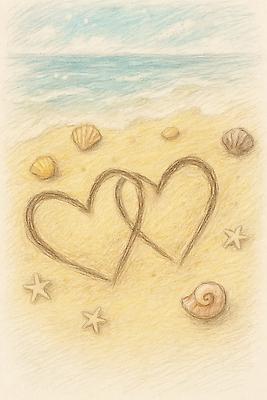 JPG 파도 일러스트 자연 색연필 불가사리 사랑 해변 사람없음 여름 모래사장 평화 로맨틱 하트 마음 조개껍데기 스케치 그림 물거품 뷰티풀 국내일러스트 AI일러스트 AI콘텐츠 모양 계절 감정 바다 컨셉 조개 학용품 극피동물 미술 거품 생태계 파일형식