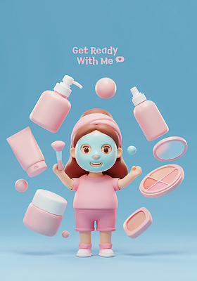 전신 PSD 편집이미지 라이프스타일 여자 분홍색 하늘색 관리 한명 들기 화장 3D 손들기 귀여움 화장품 거울 머리띠 팔레트 피부 디지털합성 즐거움 일과 스킨케어 과정 마스크팩 메이크업브러쉬 외출준비 팩트 편집3D 1 감정 컬러 컨셉 장신구 모션 사람 생활 신체부위 파란색 뷰티 붓 준비 팩 파일형식