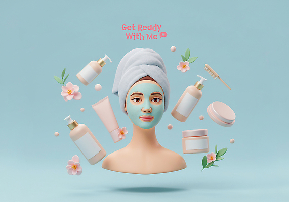 PSD 편집이미지 라이프스타일 여자 꽃 얼굴 하늘색 잎 관리 두건 한명 상반신 화장 3D 화장품 촉촉함 머리빗 상품 수분 피부 디지털합성 힐링 일과 스킨케어 과정 마스크팩 모공 외출준비 편집3D 식물 1 컨셉 사람 생활 신체부위 파란색 뷰티 젖음 미용용품 준비 팩 파일형식