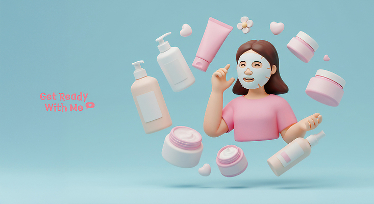 PSD 편집이미지 라이프스타일 여자 꽃 행복 얼굴 분홍색 하늘색 건강 관리 한명 상반신 화장 3D 손들기 화장품 하트 피부 크림 디지털합성 피부관리 일과 스킨케어 과정 마스크팩 뷰티풀 외출준비 세럼 편집3D 모양 식물 1 감정 컬러 컨셉 모션 사람 생활 신체부위 파란색 뷰티 준비 팩 파일형식