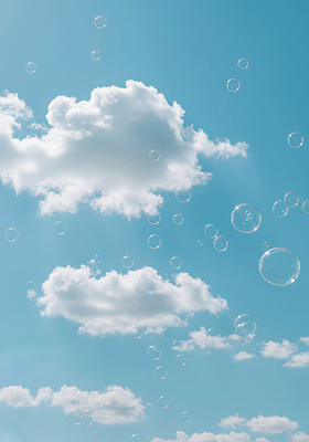 JPG 구름 편집이미지 하늘색 자연 하늘 풍경 사람없음 여름 햇빛 평화 맑음 자유 비눗방울 시원함 즐거움 뷰티풀 생동감 청명 편집실사 AI포토 AI콘텐츠 자연요소 계절 감정 컨셉 날씨 파란색 태양 CG 생태계 파일형식