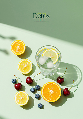 PSD 편집이미지 음료 다이어트 오렌지 단면 잔 건강 그림자 사람없음 연두색 여름 얼음 신선 체리 시원함 레몬 디지털합성 블루베리 상큼 비타민 레몬디톡스 디톡스 이미지편집 자연요소 식기 계절 과일 초록색 영양소 파일형식