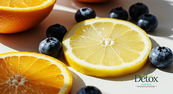 PSD 편집이미지 음료 다이어트 오렌지 단면 건강 그림자 사람없음 여름 신선 레몬 디지털합성 블루베리 레몬디톡스 디톡스 이미지편집 계절 과일 파일형식