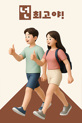 전신 PSD 편집이미지 여자 남자 행복 응원 청소년 대화 미소 웃음 두명 갈색 3D 걷기 우정 활발 최고 즐거움 백팩 따봉 소통 긍정적 편집3D 감정 컬러 컨셉 가방 모션 표정 말하기 사람 친구 디지털합성 파일형식