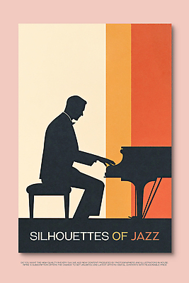 PSD 편집이미지 남자 실루엣 포스터 예술 연주 그림자 한명 앉기 그래픽 주황색 공연 무대 빈티지 피아노 클래식 감성 재즈 피아니스트 아티스트 피아노의자 미니멀 이미지편집 직업 1 음악 컬러 컨셉 의자 모션 촬영기법 사람 이벤트 연주자 건반악기 파일형식