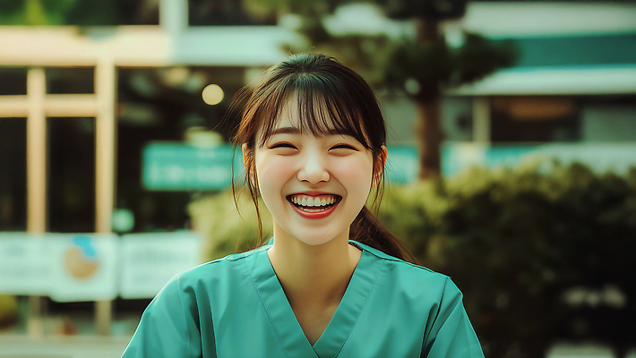 JPG 편집이미지 외관 여자 행복 병원 한명 웃음 상반신 성인 야외 햇빛 간호사 의사 수술복 소통 민트색 의료성형뷰티 성인여자한명만 이미지편집 편집실사 AI인물포토 AI콘텐츠 1 감정 컬러 컨셉 의학 표정 사람 태양 의료진 가운 CG 여자한명만 성인여자만 파일형식 AI포토