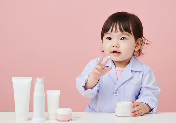 JPG 편집이미지 여자 분홍색 놀이 탁자 밝음 한명 상반신 손들기 귀여움 아기 잡기 실험복 상품 집중 순수 즐거움 호기심 피부관리 화장대 로션 스킨케어 유아용 관심 수분크림 의료성형뷰티 여자아기한명만 편집실사 AI인물포토 AI콘텐츠 1 감정 컬러 가구 컨셉 모션 사람 뷰티 화장품 가운 CG 여자한명만 여자아기만 파일형식 AI포토