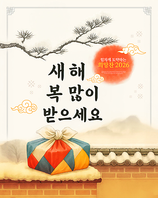 PSD 편집이미지 행복 사람없음 설날 태양 전통문양 희망 새해인사 보자기 소나무 행운 연하장 보따리 구름모양 새해복많이받으세요 베이지색 쌓인눈 기와담장 2026년 산맥 이미지편집 자연요소 모양 나무 전통 문양 명절 감정 컬러 컨셉 새해 산 카드_감사 기와 담장 인사 연도 파일형식 천_직물 구름_자연