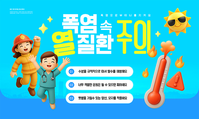 전신 템플릿 여자 남자 하늘색 불꽃 성인 두명 반짝임 선글라스 태양 3D 손들기 점프 주먹 만세 정보 질병 온도계 폭발 소방관 예방 안전수칙 온도 식수 체온 건강수칙 기온 주의사항 주의표 방호복 이미지템플릿 폭염대비 AI파일 자연요소 옷 안경 의학 모션 불 날씨 건강 주의 안전 사람 물 파란색 대비 더위 구조원 소방 디지털합성 파일형식 벡터