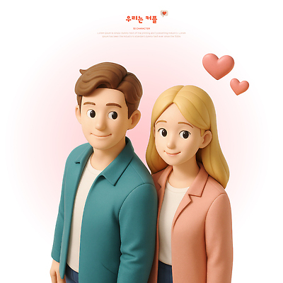 PSD 편집이미지 디자인 커플 여자 남자 행복 분홍색 사랑 미소 상반신 성인 두명 귀여움 기쁨 하트 연애 설렘 편집3D 모양 감정 컬러 컨셉 관계 표정 사람 3D 파일형식