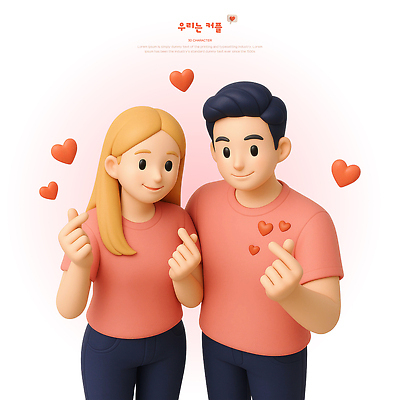 PSD 편집이미지 디자인 커플 여자 남자 행복 분홍색 손가락 함께함 따뜻함 사랑 미소 성인 두명 귀여움 하트 분위기 연애 손하트 소통 설렘 편집3D 모양 손 감정 컬러 컨셉 관계 표정 사람 손짓 3D 파일형식