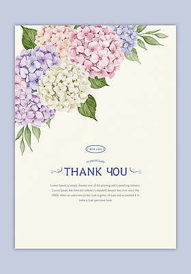 PSD 템플릿 잎 카드템플릿 따뜻함 사람없음 감사카드 메시지 고급 감사 수국 카피스페이스 이미지템플릿 식물 꽃 감정 컨셉 카드_감사 공백 파일형식