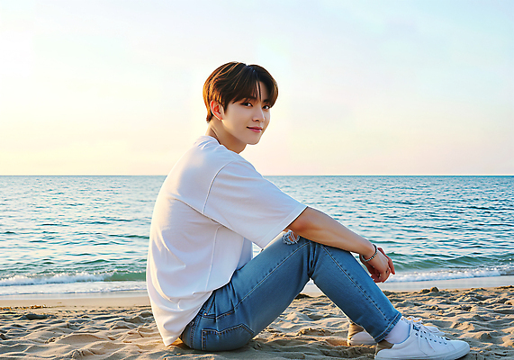JPG 전신 편집이미지 남자 여유 모래 자연 휴식 한명 웃음 앉기 풍경 성인 해변 청춘 고요 일몰 산책 청바지 감성 뷰티풀 흰티 의료성형뷰티 성인남자한명만 편집실사 AI인물포토 AI콘텐츠 1 감정 바다 컨셉 티셔츠 바지 모션 표정 사람 노을 CG 생태계 남자한명만 성인남자만 파일형식 AI포토