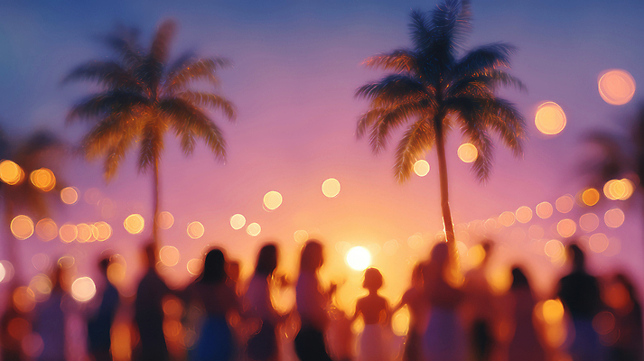 JPG 편집이미지 실루엣 자연 조명 여러명 해변 여름 친구 야자수 파티 축제 일몰 모임 분위기 군중 야간 저녁 즐거움 보케 감성 놀기 뷰티풀 편집실사 AI포토 AI콘텐츠 자연요소 나무 계절 감정 바다 다수 컨셉 관계 모션 촬영기법 사람 이벤트 노을 CG 생태계 파일형식