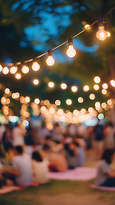JPG 편집이미지 행복 실루엣 휴식 조명 앉기 여러명 야외 여름 빛 파티 축제 모임 분위기 군중 저녁 즐거움 돗자리 보케 감성 소통 알전구 편집실사 AI포토 AI콘텐츠 계절 감정 다수 컨셉 전구 모션 촬영기법 사람 이벤트 야간 CG 파일형식