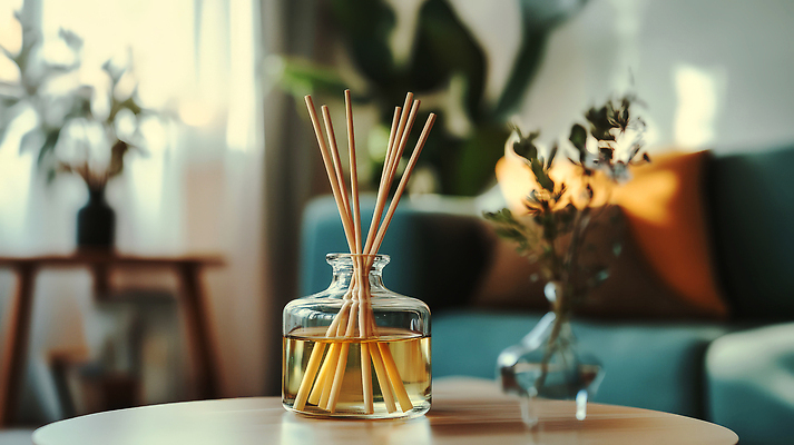 JPG 편집이미지 디자인 거실 탁자 유리병 실내 사람없음 일상 인테리어 소파 막대기 향기 감성 디퓨저 편집실사 AI포토 AI콘텐츠 가구 컨셉 의자 병_용기 내부 라이프 CG 냄새 파일형식