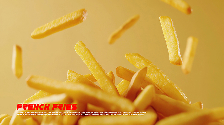 PSD 편집이미지 사람없음 공중 노란색 쌓기 감자튀김 떨어짐 바삭바삭 이미지편집 편집실사 컬러 컨셉 모션 감자 튀김 CG 파일형식