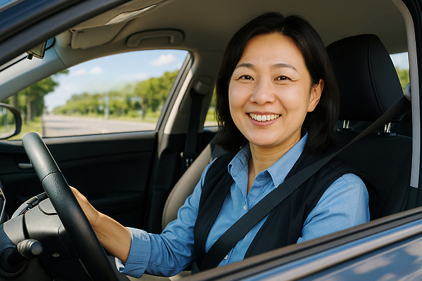 JPG 편집이미지 여자 도로 여유 중년 한명 웃음 상반신 야외 운전 승차 핸들 택시 안전벨트 택시기사 의료성형뷰티 중년여자한명만 편집실사 AI인물포토 AI콘텐츠 1 감정 길 교통시설 모션 승용차 자동차 표정 안전 사람 성인 운전사 CG 여자한명만 중년여자만 파일형식 AI포토