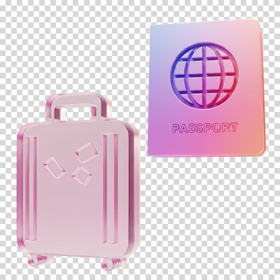 편집이미지 분홍색 여행 누끼 사람없음 여름 3D 캐리어 오브젝트 여권 그라데이션 PNG 출국 계절 컬러 여행가방 디지털합성 파일형식