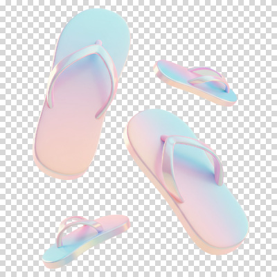 편집이미지 분홍색 누끼 사람없음 여름 3D 여러개 쪼리 오브젝트 광택 그라데이션 PNG 파스텔톤 홀로그램 계절 컬러 다수 샌들 디지털합성 파일형식