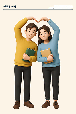 전신 PSD 편집이미지 커플 여자 남자 협력 3D캐릭터 사랑 미소 웃음 들기 성인 두명 책 친구 학습 3D 도전 시작 손하트 편집3D 캐릭터 교육 감정 관계 모션 표정 사람 손짓 디지털합성 파일형식