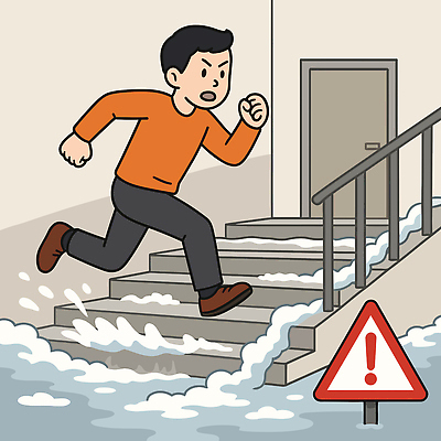 전신 남자 이동 일러스트 실내 경고 한명 안전 건물 물 달리기 문 금지 위험 홍수 예방 오르기 비상계단 비상구 긴급상황 대피 심각 주의표지판 국내일러스트 AI파일 자연요소 1 건축물 컨셉 모션 사람 내부 계단 긴급 표지판 자연재해 파일형식 벡터