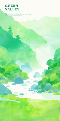 PSD 나무 일러스트 자연 수채화 산 물줄기 사람없음 초록색 평화 계곡 고요 여름풍경 폭포 돌_바위 바위 개울 힐링 싱그러움 푸른숲 국내일러스트 식물 컬러 컨셉 풍경 물 강 숲 생태계 파일형식 여름_계절