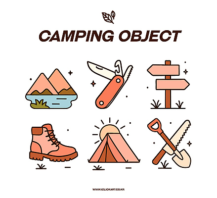 일러스트 산 텐트 사람없음 강 태양 캠핑 하이킹 도구 표지판 삽 등산화 톱 스위스아미나이프 엘리먼트 국내일러스트 AI파일 자연요소 신발 레저 알림판 캠핑도구 공구 칼 등산용품 파일형식 벡터
