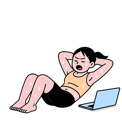 전신 여자 다이어트 일러스트 한명 성인 노트북 운동복 건강관리 찡그림 집중 땀 윗몸일으키기 성인여자한명만 홈트레이닝 국내일러스트 AI파일 1 옷 컨셉 표정 건강 관리 사람 전자제품 운동 여자한명만 성인여자만 파일형식 벡터