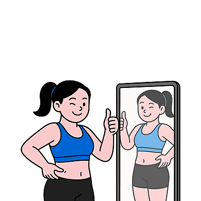 여자 몸매관리 일러스트 성공 건강 윙크 한명 미소 성인 운동복 따봉 전신거울 자기관리 성인여자한명만 국내일러스트 AI파일 1 옷 컨셉 다이어트 표정 사람 거울 최고 여자한명만 성인여자만 파일형식 벡터